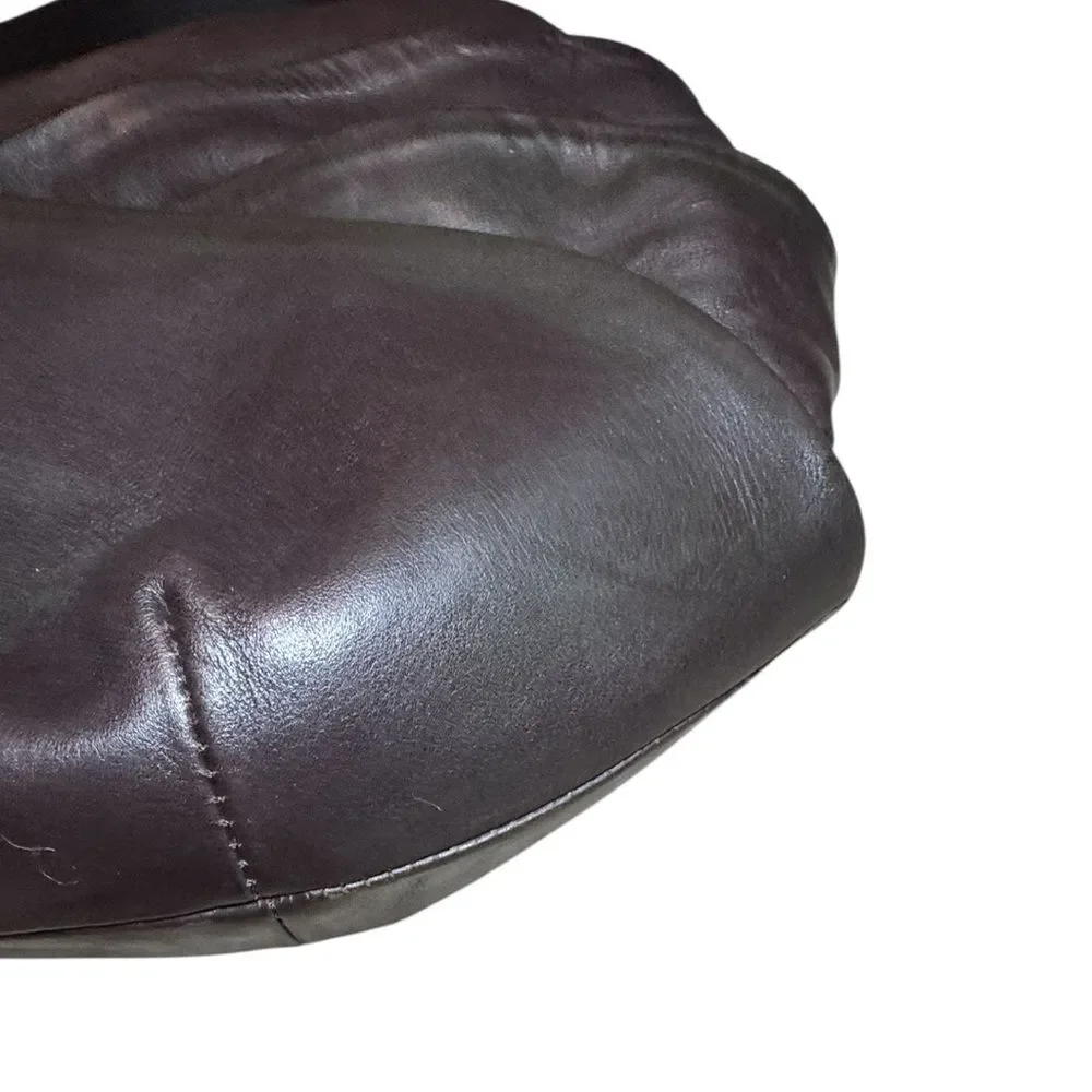 Christian Louboutin Dark Brown Leather Layered Hobo Bag Auth Shoulder Bag